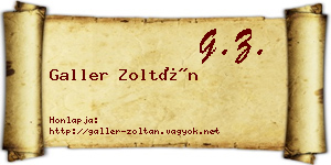 Galler Zoltán névjegykártya